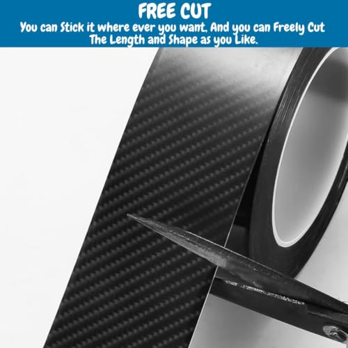 Image of LandVK Carbon Fiber Door Sill Protector Tape, Car Footstep Guard, Paint Protection Film PPF Tape for Car, Anti Scratch, Black Textured, 5cm x 5m, 2 Pcs
