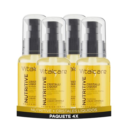 Vitalcare | Nutritive - Cristales Líquidos para Cabello, Cristales Nutritivos y Reestructurantes, para Cabello Seco y Sin brillo, con Ceramidas Vegetales, 4 x 50 ml