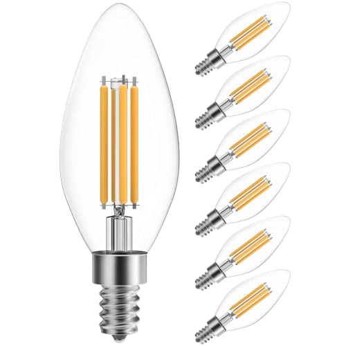 Shinestar 6-Pack Led Candelabra Bulbs, 60 Watt Equivalent, Warm White 2700K, E12 Candle Bulbs, Dimmable #TOP27