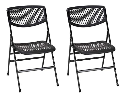 Cosco Products Ultra Comfort Commercial XL Plastic Folding Chair, 2 Pack, Black
