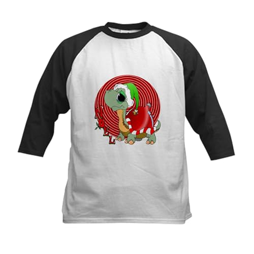 CafePress Noel Turtle Kids Baseball Tee Kids Cotton Baseball Jersey, 3/4 Raglan Sleeve Shirt Black/White