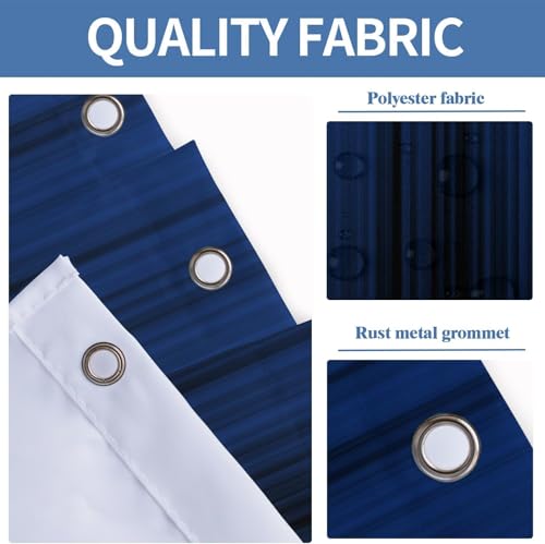 Image of AAtter Blue and Black Shower Curtain Abstract Ombre Royal Navy Mens Stall Small Single Walk in Half Size Dorm Standing Narrow Stand Up RV Home Bathroom Decor Bathtub Set with 7 Hooks, 36x72, Modern