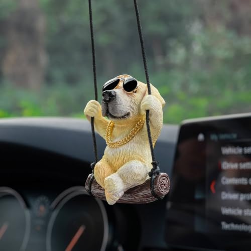 Floruit Golden Retriever Car Mirror Hanging Accessories Cute Swinging Dog