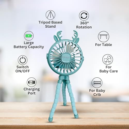 Image of TINYBERG Handheld Portable USB Fan For Baby Strollers, Baby Crib, Baby Cot Bed, Baby Feeding Chair, High Chair, Home, Offices