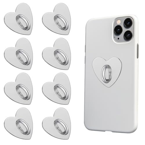 Teaaha 596118_1_4I1ZTHYM 8Pcs Phone Charm Hook Silver Metal Phone Finger Ring Kickstand cover