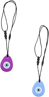 KALLORY 2 Pçs Silicone Dentes Goma Brinquedos De Silicone Bebê Colar Molar Mordedor Sílica Gel Azul Silicone Mastigável Pingentes Sensoriais Mascar Colares De Dentição Do Bebê Colares