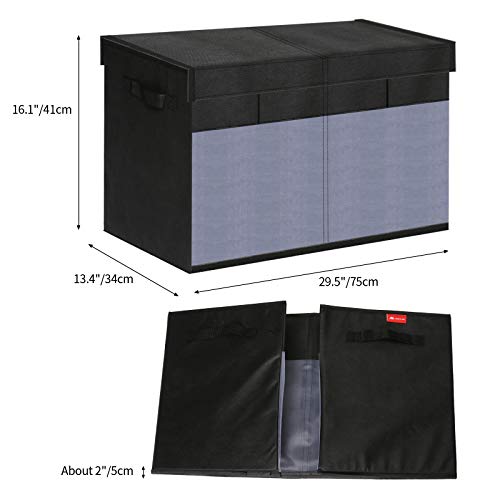 king do way Toy Chest with Flip-Top Lid Foldable Fabric Storage Box with Clear Window Organizer Bathroom Storage Baskets for Clothes Toys Books Bedding - Thumbnail 4