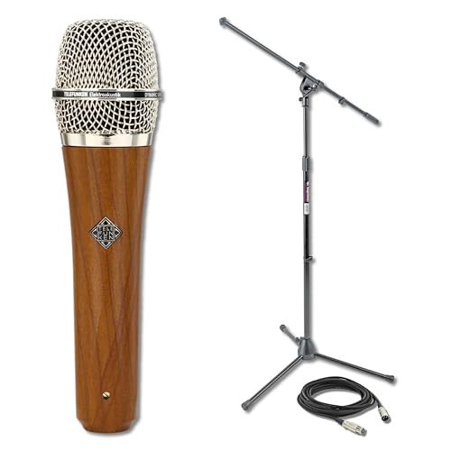 Telefunken M80 Cherry Dynamic Handheld Vocal Microphone with On-Stage MS7701B Boom Microphone Stand and Professional Grade XLR Cable