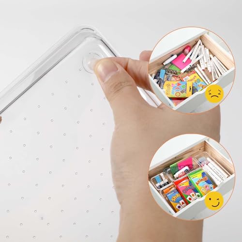 25 Organizadores de Cajones Transparentes con Cajas de Almacenamiento de Plástico de 4 Tamaños,Organizadores de Cosméticos Transparentes Antideslizantes para Baño,Tocador,Cocina,Oficina - Imagen 5