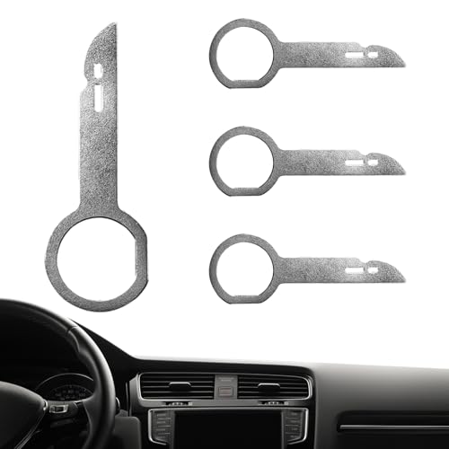 Kit de herramientas de extracción de radio, llave de herramienta de extracción de radio | 4 llaves de acero inoxidable para desmontaje de llaves de DVD - Accesorios automotrices con manijas de fácil a