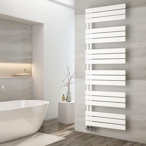 EMKE Badheizkörper 1599x600 mm, Handtuchheizkörper Seitenanschluss Badheizkörper Handtuchhalter Handtuchwärmer Handtuchtrockner Heizkörper Flach Bad Handtuchheizung Weiß 958W