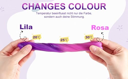 ENCOVY Magic Knete Intelligente Slime 80g, Magische Putty Inteligenteknete Violett Wärmeempfindlicher Dough Farbwechsel, Therapieknete, Stressball Ersatz DIY Spielzeug Kinder Jungen Mädchen Erwachsene