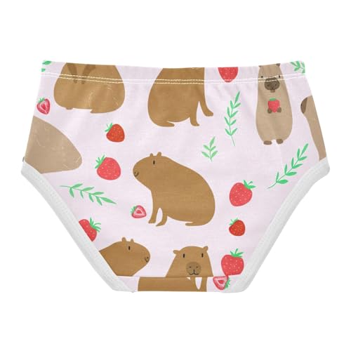 Cotton Girls Underwear Toddlers Cute Capybaras Strawberry Pink Panties Little Girl Colorful Undies Kids Briefs 2t2