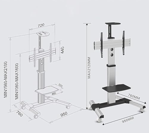 Soporte móvil para TV, carrito rodante para 40-70 pulg. miniatura 3