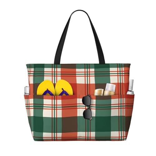 Sac de plage tartan de Noël grand sac à bandoulière femme