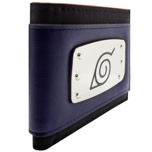 PocketGear Shinobi Feuille Ninja Emblème Bandeau Portefeuille Bi-Fold Porte-ID & Porte-Cartes, Bleu