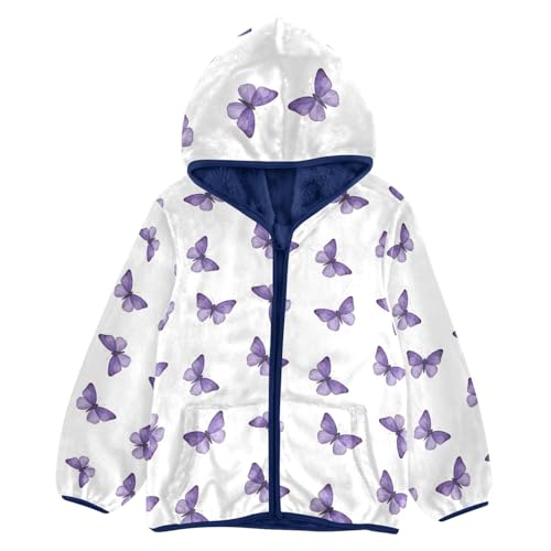Purple Butterflies White Toddler Winter Jacket Warm Winter Coat for Boy 3T