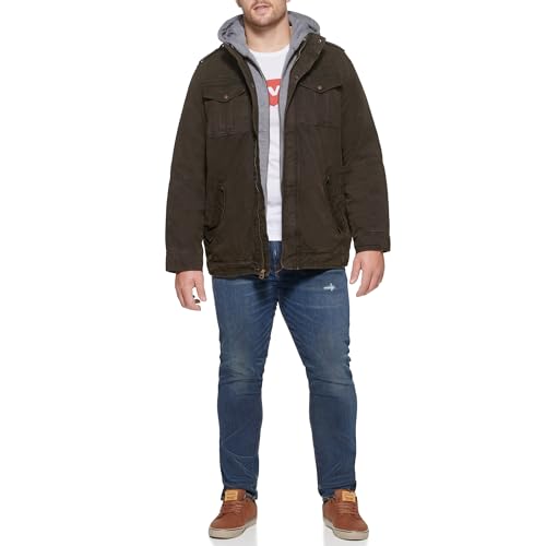 Image of Levi's Men's Washed Cotton Hooded Military Jacket (Regular & Big & Tall Sizes)