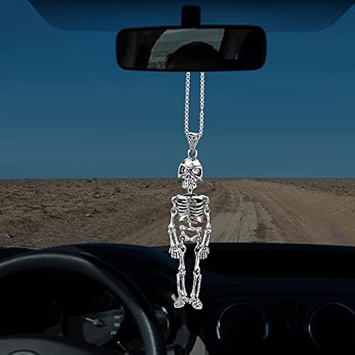 Cobee Collar con colgante de calavera de acero inoxidable para hombres y mujeres, retro, calavera, punk, hip hop, espejo retrovisor para coche, decoraciones colgantes para coche, hogar, suministros | Ya disponible en tu tienda friki favorita! En mundofriki.es!