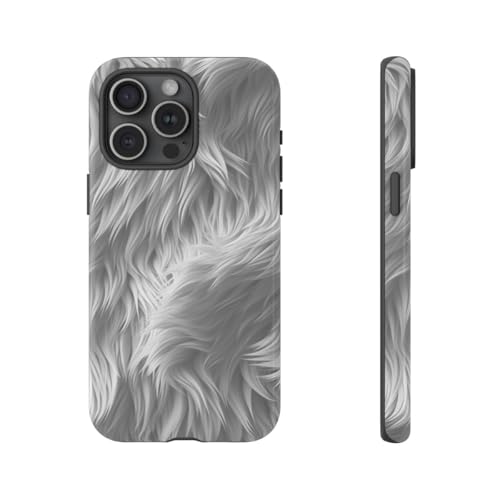 Coque iPhone 15 Pro Max motif fourrure blanche : style hivernal et brillant au quotidien