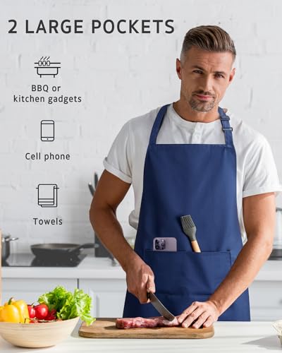 Image of Syntus Chef Apron for Men Women Kitchen Cooking Apron with Pockets, Adjustable Bib Aprons Stain Resistant
