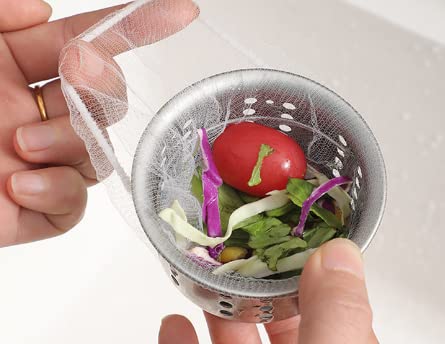 FUNKID Kitchen Sink Strainer Mesh Bag- 100 PCS Disposable Mesh Sink Strainer Bags- Sink Net Strainer Filter Bags for Sink Drain for Collecting Kitchen Food Waste Leftover Garbage