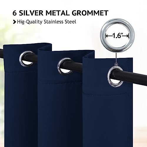 Image of COSVIYA Grommet Room Darkening Navy Blue Curtains 63 inch Long for Bedroom | Light Blocking Insulated Thermal Curtains for Living Room, Blackout Thick Polyester Window Drapes,38x63 inches, 2 Panels