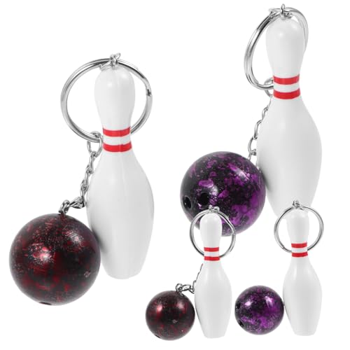 Porte bowling miniatures violet en accessoire clé de sac - 2