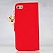 iPhone SE 5S 5 Wallet Case,Mavis's DiaryÂ 3D Handmade Bling Crystal Love Heart Pendant Sparkle Diamond Flower PU Leather with Credit Card Holder Design Folio Case Cover for iPhone SE /5S 5 (Red)