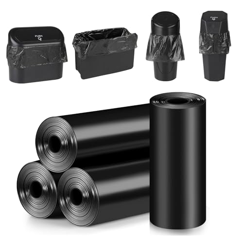 Accmor Mini Trash Bags for Car 4 Rolls/60 Counts, Small Leak-Proof Car Garbage Bin Bag Multipurpose for Auto Waste Can & Desktop, Disposable Cars Litter Accessories (Vehicle Dustbin is not Included)