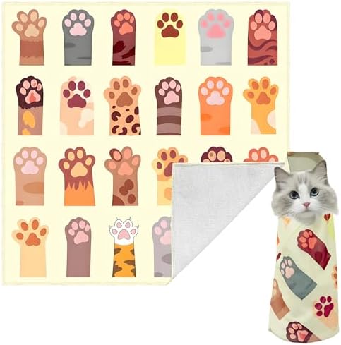 Cat Wrap for Cutting Nails, Self-Adhesive Cat Wrap, Cat Restraint for Nail Clipping, Anti-Scratch Cat Grooming Wrap for Medicine, Nail Clipping, Teeth Brushing, Ear Cleaning