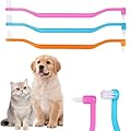 3 PCS Cat Toothbrush with Micro Brush Head, Ergonomic & Durable Cat Teeth Cleaning Brushs, 360°Deep Cleaning, for Kitten Small Dog Puppy Cat Pet Dental Care Supplies (Blue Pink Orange)