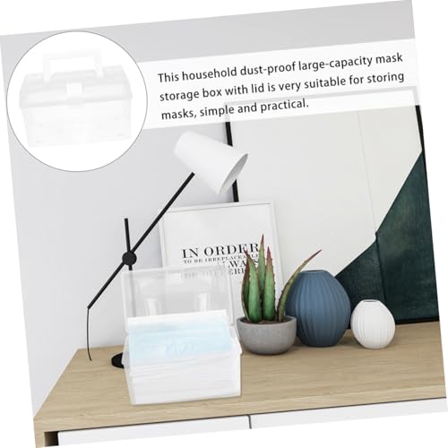 MUELODSIC 2個 防塵蓋付きマスク収納ケース 透明大容量収納ボックス 軽量持ち運び可能 家 オフィス用多機能整理コンテナ ラン ランダムカラー