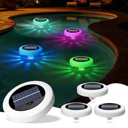 NiceBuy 4-Pack Solar Floating Pool Lights Outdoor Waterproof Solar-Powered that Float Lights for Swimming Pool Decor Pond