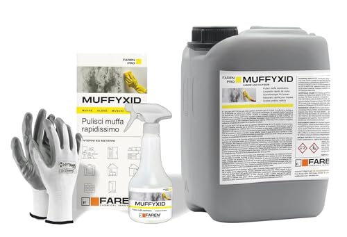 Kit Muffyxid, elimina moho, acción rápida, higienizante, elimina rápidamente moho, hongos, musgos y algas, retrasa la reaparición, 1 spray de 500 ml + 5 l