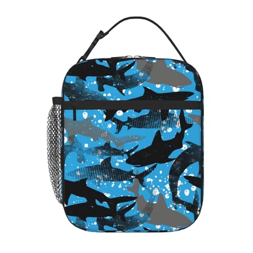 Wihukuy WIHUKUY-01 Abstract Sharks Insulated Lunch Bag Kids,Kids Lunch Box cover
