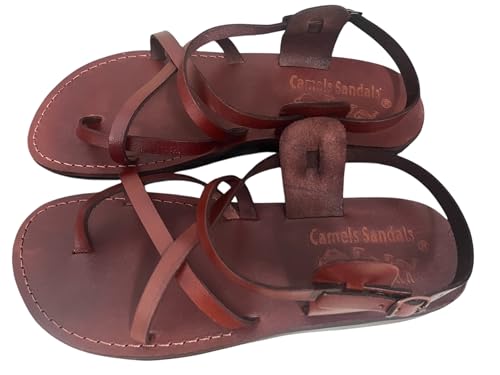 LION OF JUDAH MARKET Biblical Jesus Unisex Adults Genuine Leather Jesus Black Brown Sandals Style 3