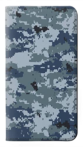 Housse cuir iPhone avec rabat antichoc, étui flip motif camouflage navy