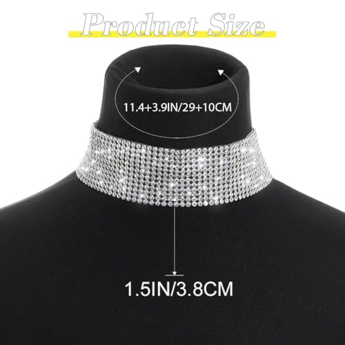 Nicute 4588 Rhinestone Necklace Jewelry Silver Crystal Wide Choker Necklace Sparkly Collar Necklaces Prom thumb #2