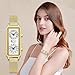 Fashionable Women's Quartz Watch, Rectangular Dial with Dual Time Zones, 30m Water Resistant (Mesh Gold)