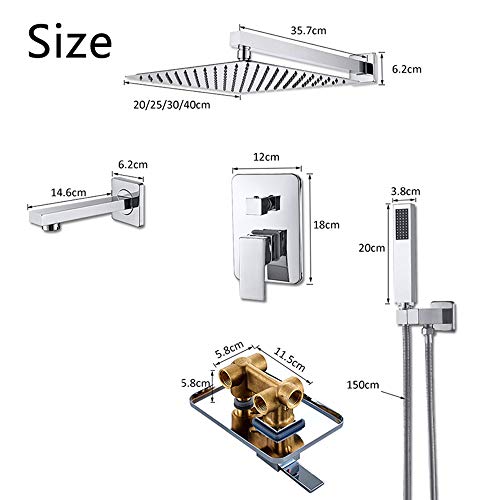 Ensemble combiné de douche chromé dissimulé avec jet pluie relaxant et mitigeur mural - 4