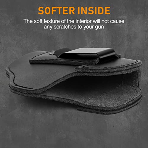 Iwb Leather Gun Holster For Concealed Carry - Genuine Leather Gun Holster For Glock 17 19 22 23 26 32 33 43 More Similar Sized Pistols(Left Handed) #TOP3