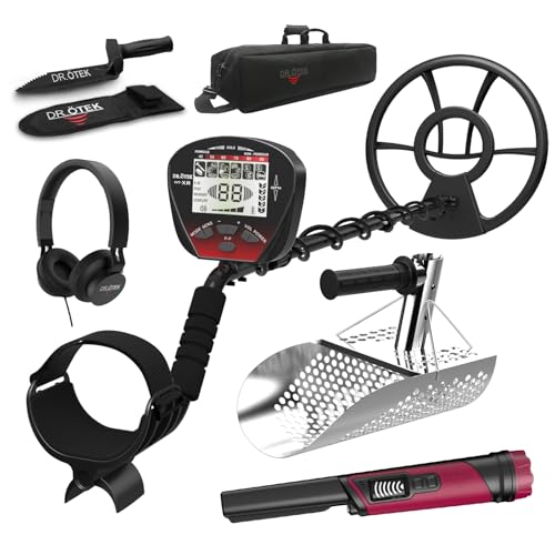 DR.ÖTEK Metal Detector for Adults, IP68 Waterproof Pinpointer and Stainless Steel Sand Scoop