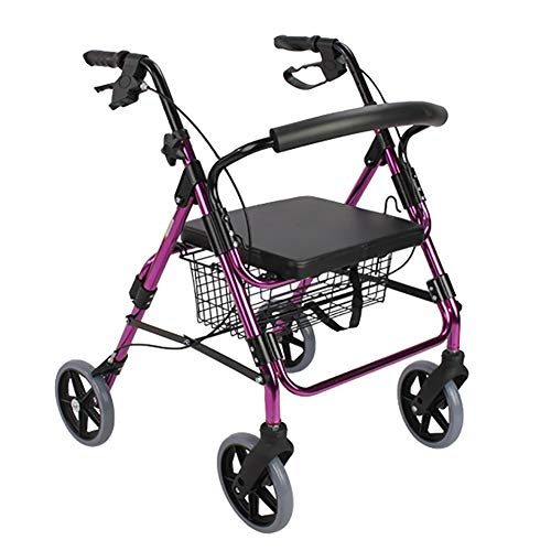 JKJZSALJ Rollator Pieghevole Rollator Walkers Rollator Walker Leggero Regolabile in Altezza, per Anziani Adulti Anziani, con Sedile E Freno E Schienale E Ruote Grandi
