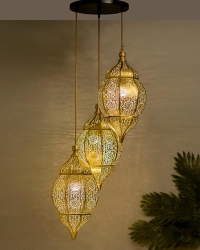 Homesake Home Decor Hanging Light, Pendant Ceiling Lights for Home Decoration, House Decor Items for Living Room, Diwali Decoration Items for Homes Decor - (Golden)