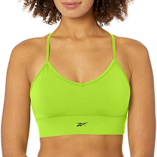 Image of Reebok Women's Satin 91% PES /9% El-Interlock-Hydrophilic Finish /Print-Digital Sublimation-Disperse Classic Workout Sports Bra