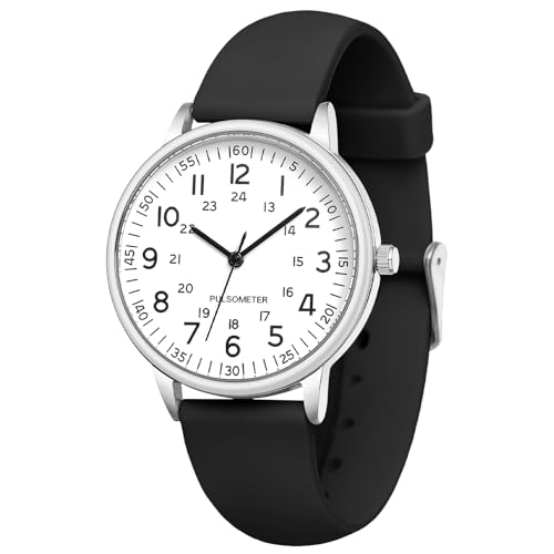 Easy-Read Nurse Watch for Women with Silicone Band - Waterproof 24-Hour Dial & Luminous Second Hand