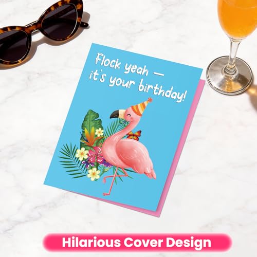 Image of Flamingo Birthday Card with Sound & Motion, Pop Up Humorous Birthday Cards for Women, Mom, Sister, Bestie, Musical Birthday Card Includes Envelope, 5.9 x 7.9 inches