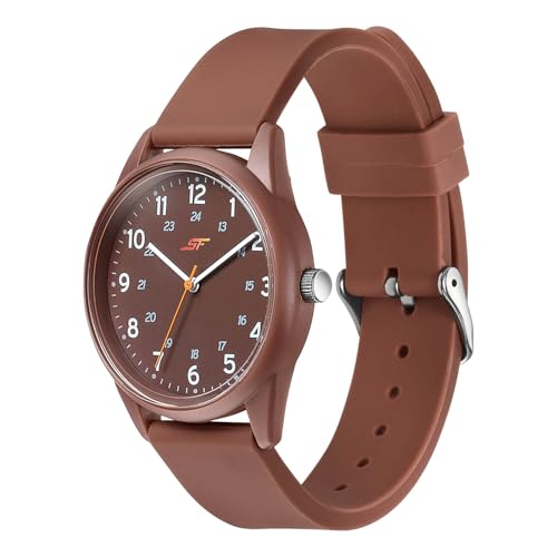 Image of SF Field with Quartz Analog Brown Dial Brown Silicon Strap Watch for Men - 77211PP05W
