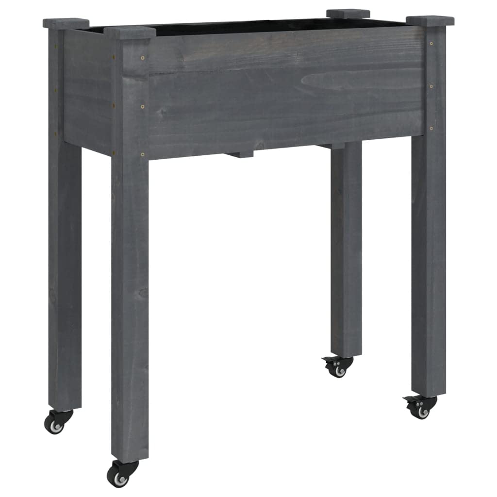 Gartenregal Kräuterbeet Pflanztisch Balkonschrank Pflanzkübel mit Einsatz und Rollen Grau 71x37x80 cm Tannenholz Ideale Lösung für platzsparendes Gärtnern und gesunde Pflanzen